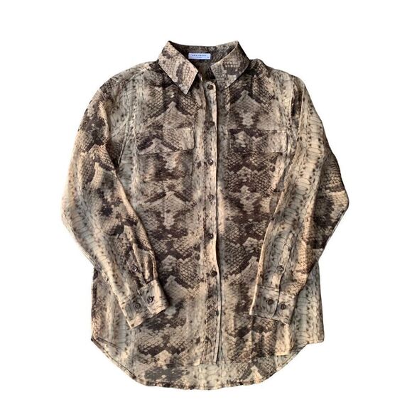 Equipment Femme 100% Silk Signature Slim Fit Button-Up Snake Print Shirt - Picture 6 of 11
